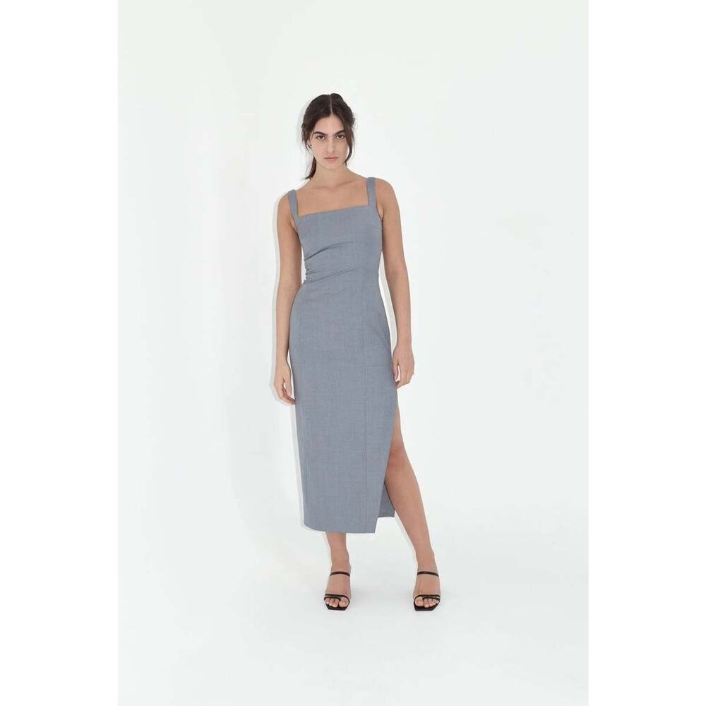 St. Agni Curve Seam Wool Midi Dress Grey Size XL NWT MSRP: $482